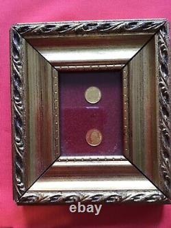 Rare vintage lot 8K solid gold coin with wonderful frame 3 pictures 6 gold coin