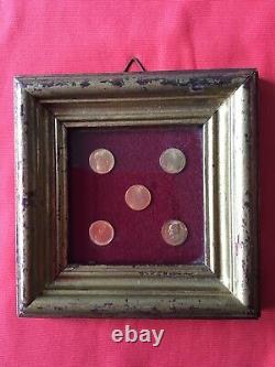 Rare vintage lot 8K solid gold coin with wonderful frame in total 5 pieces
