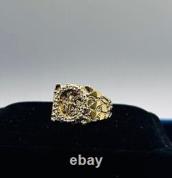 Real Solid 10k Gold 50 Pesos Coin Centenario Ring (Sqaure)