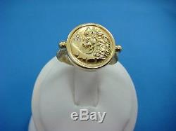 Retail $2950.00 Temple St Clair 18k Yellow Gold Lion Coin Ring With Diamonds