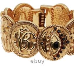 Roberto Cavalli Coin Bracelet Medium New Stacked Coin Hinge Bangle Bracelet