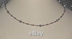 Roberto Coin 18K Gold 7 Diamond Station Necklace Dog Bone Twist Chain