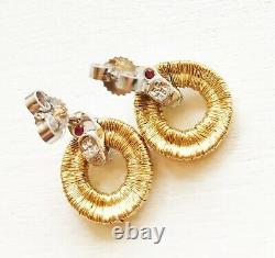 Roberto Coin 18K Gold Diamond Circle Elephantino Earrings NEW $3400