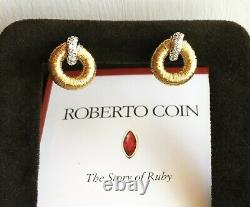 Roberto Coin 18K Gold Diamond Circle Elephantino Earrings NEW $3400