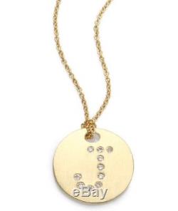 Roberto Coin 18K Gold Disc Necklace With Diamond J Initial NWT & Pouch