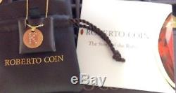 Roberto Coin 18K Gold Disc Necklace With Diamond K NWT & Pouch MSRP $620