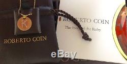 Roberto Coin 18K Gold Disc Necklace With Diamond K NWT & Pouch MSRP $620