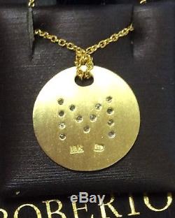 Roberto Coin 18K Gold Disc Necklace With Diamond M NWT & Pouch MSRP $620