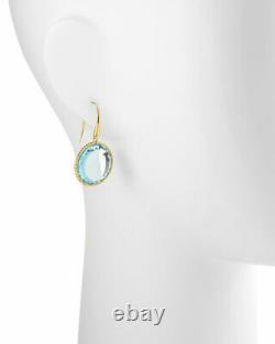 Roberto Coin 18K Gold LARGE Blue Topaz Ipanema Round Circle Earrings NEW $2400