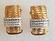 Roberto Coin 18K Gold Silk Weave Hoop Earrings with 4 Rows of Pave Set Diamonds