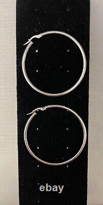 Roberto Coin 18K Large White Gold Hoop Earrings from the Perfect Gold Collection