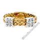 Roberto Coin 18K TT Gold Weave Band Ring with 2 Square Pave Diamond Sections Sz6.5