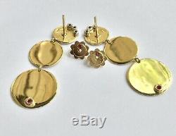 Roberto Coin 18K Triple Disc Elephantino 0.12 cttw Diamond Dangle Earrings Ruby
