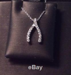 Roberto Coin 18K Whit Gold & Diamond Wishbone Necklace-NWT, MSRP $760