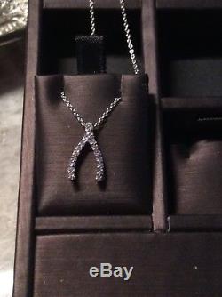 Roberto Coin 18K Whit Gold & Diamond Wishbone Necklace-NWT, MSRP $760
