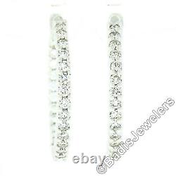 Roberto Coin 18K White Gold 1.59ctw In and Out Round Prong Diamond Hoop Earrings