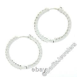 Roberto Coin 18K White Gold 1.59ctw In and Out Round Prong Diamond Hoop Earrings