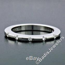Roberto Coin 18K White Gold 1.90mm Thin 5 Channel Set Diamond Band Ring with Box
