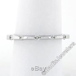 Roberto Coin 18K White Gold 1.90mm Thin 5 Channel Set Diamond Band Ring with Box