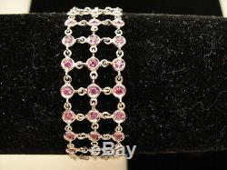 Roberto Coin 18K White Gold 3-Row Pink Sapphire Bracelet with 3.4cts-Retail $5000