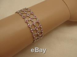 Roberto Coin 18K White Gold 3-Row Pink Sapphire Bracelet with 3.4cts-Retail $5000