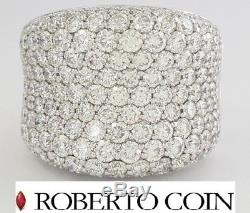 Roberto Coin 18K White Gold 5.7 ct Round Cut Diamond 13 Rows Cocktail Ring