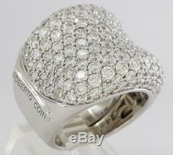 Roberto Coin 18K White Gold 5.7 ct Round Cut Diamond 13 Rows Cocktail Ring