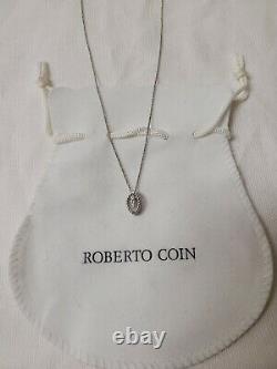 Roberto Coin 18K White Gold Barocco Diamond Pendant Chain Necklace NWOT $1200