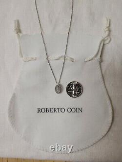 Roberto Coin 18K White Gold Barocco Diamond Pendant Chain Necklace NWOT $1200