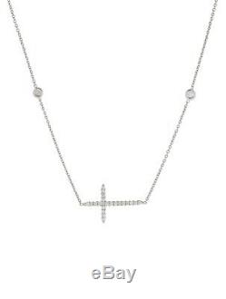 Roberto Coin 18K White Gold Diamond Cross & Bezel-set Stations Necklace 16-18