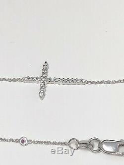 Roberto Coin 18K White Gold Diamond Cross & Bezel-set Stations Necklace 16-18