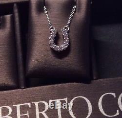 Roberto Coin 18K White Gold & Diamond Horseshoe Necklace-NWT MSRP $980