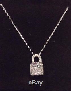 Roberto Coin 18K White Gold Diamond Lock Necklace-NWT & Box MSRP $1,700