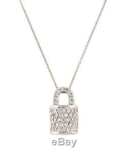 Roberto Coin 18K White Gold Diamond Lock Necklace-NWT & Box MSRP $1,700