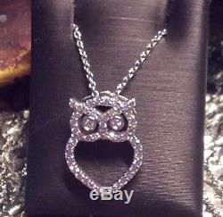 Roberto Coin 18K White Gold & Diamond Owl Necklace-NWT, MSRP $1,300