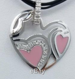 Roberto Coin 18K White Gold Diamond & Pink Enamel Hinged Heart Necklace