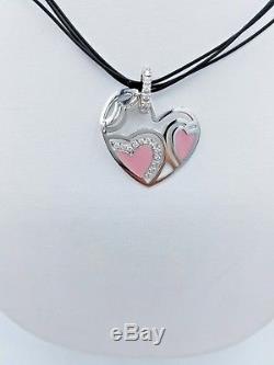 Roberto Coin 18K White Gold Diamond & Pink Enamel Hinged Heart Necklace