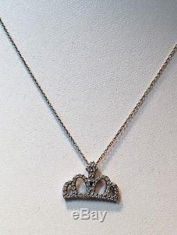 Roberto Coin 18K White Gold Diamond Tiny Treasures Crown Pendant With Necklace