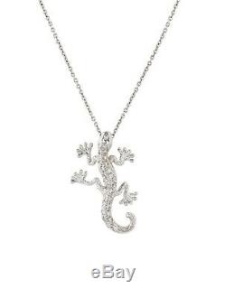 Roberto Coin 18K White Gold Tiny Treasures Diamond Gecko Pendant Necklace NWOT