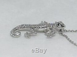 Roberto Coin 18K White Gold Tiny Treasures Diamond Gecko Pendant Necklace NWOT