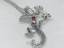 Roberto Coin 18K White Gold Tiny Treasures Diamond Gecko Pendant Necklace NWOT