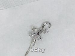 Roberto Coin 18K White Gold Tiny Treasures Diamond Gecko Pendant Necklace NWOT