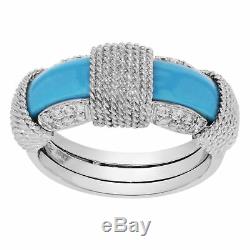 Roberto Coin 18K White Gold Turquoise Diamond Ladies Ring 0.28 Cttw