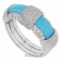 Roberto Coin 18K White Gold Turquoise Diamond Ladies Ring 0.28 Cttw