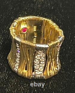 Roberto Coin 18K White & Yellow Gold Elephant Skin Diamond Wide Moveable Ring