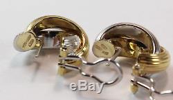 Roberto Coin 18K White & Yellow Gold X Crossover Hoop Omega Back Post Earrings