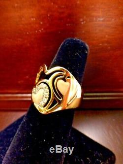 Roberto Coin 18K Yellow Gold Capri Pink Enamel Diamond Heart Ring, Size 6.5