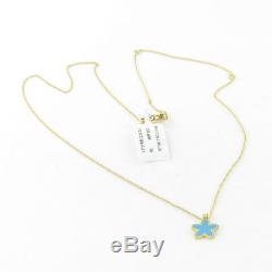 Roberto Coin 18K Yellow Gold Diamond Blue Enamel Starfish Necklace New $520