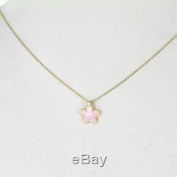 Roberto Coin 18K Yellow Gold Diamond Pink Enamel Starfish Necklace New $520