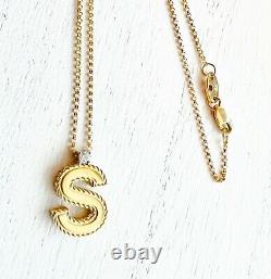 Roberto Coin 18K Yellow Gold Diamond Princess Letter S Initial Necklace $990